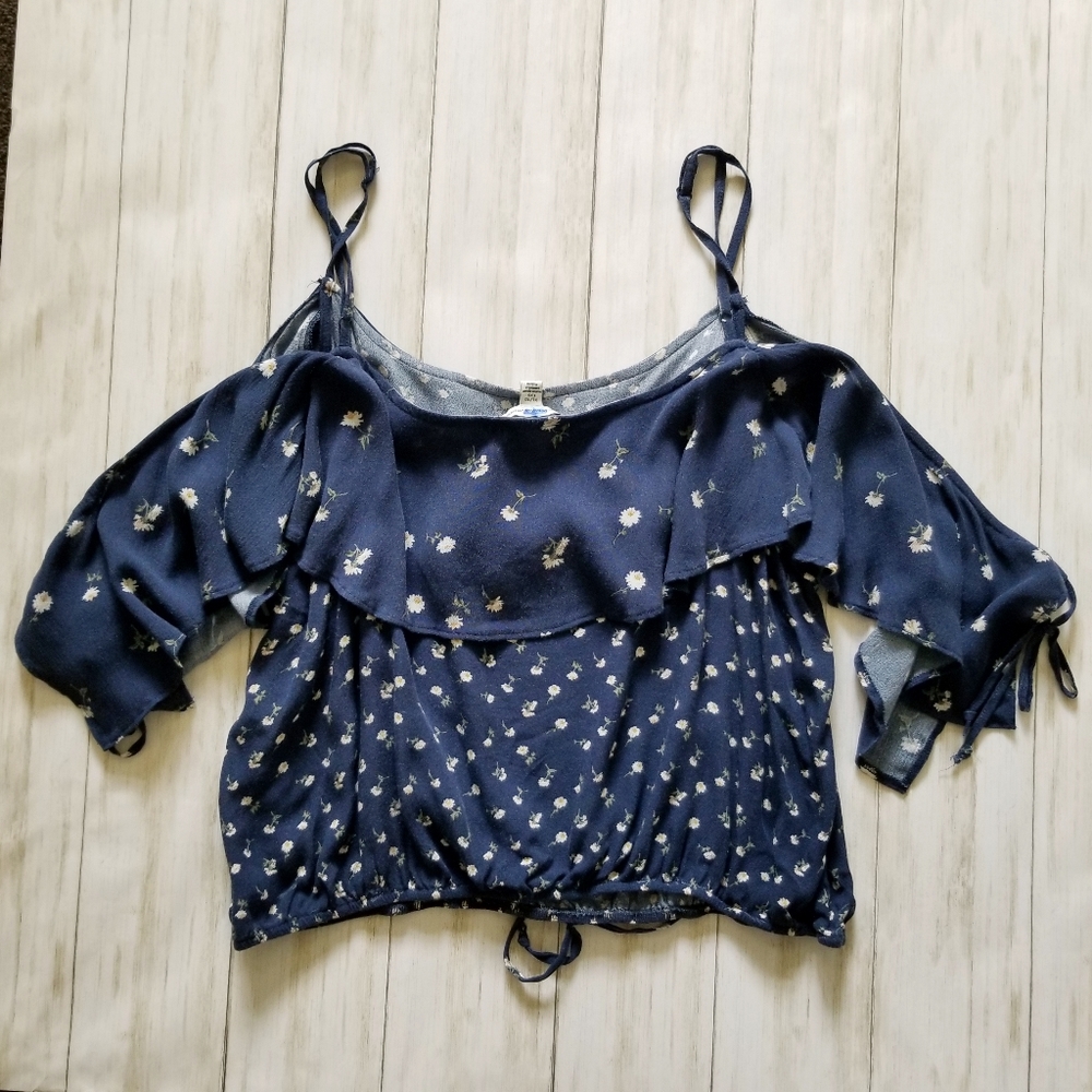 NEW American Eagle Daisy Cold Shoulder Crop Top XL - Picture 4 of 7